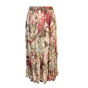 Krazy Kat Skirt sz Large Burgundy Rose Khaki Sheer Maxi Cottage Core Peasant